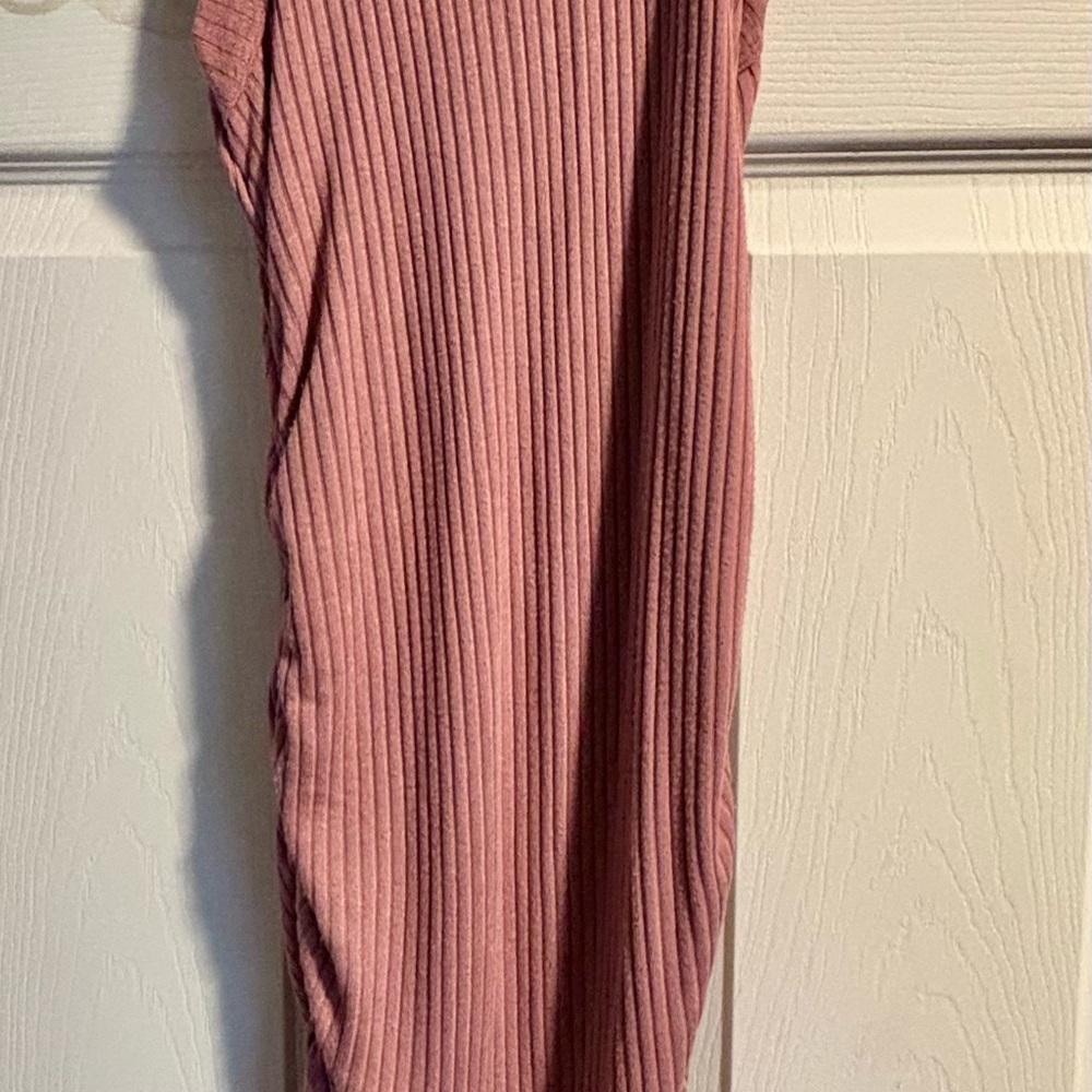 Ribbed Mauve Pink Sleeveless dress